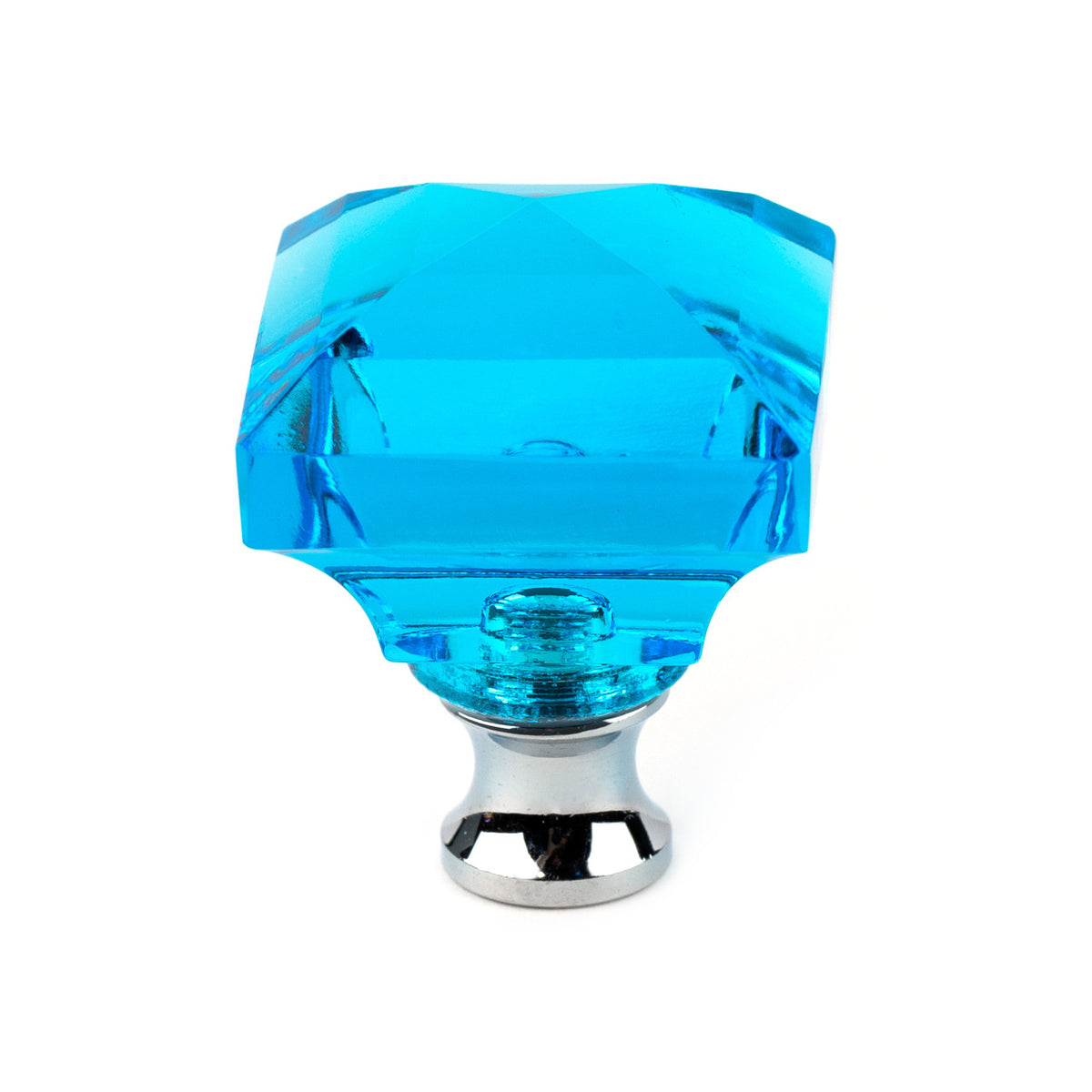Cal Crystal M995-AQUA: 1-1/4" Square Cabinet Knob - Aqua Crystal