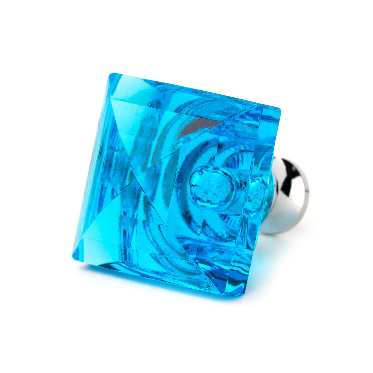 Cal Crystal M995-AQUA: 1-1/4" Square Cabinet Knob - Aqua Crystal