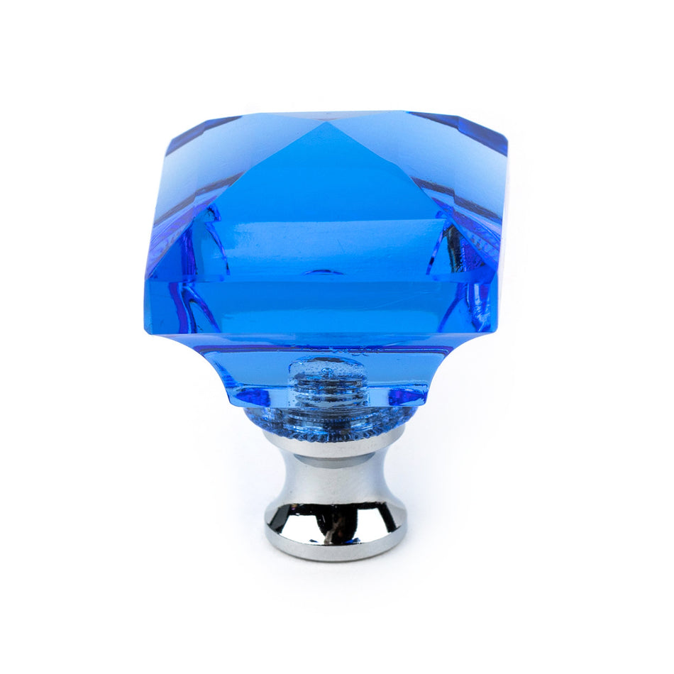 Cal Crystal M995-BLUE: 1-1/4" Square Cabinet Knob - Blue Crystal
