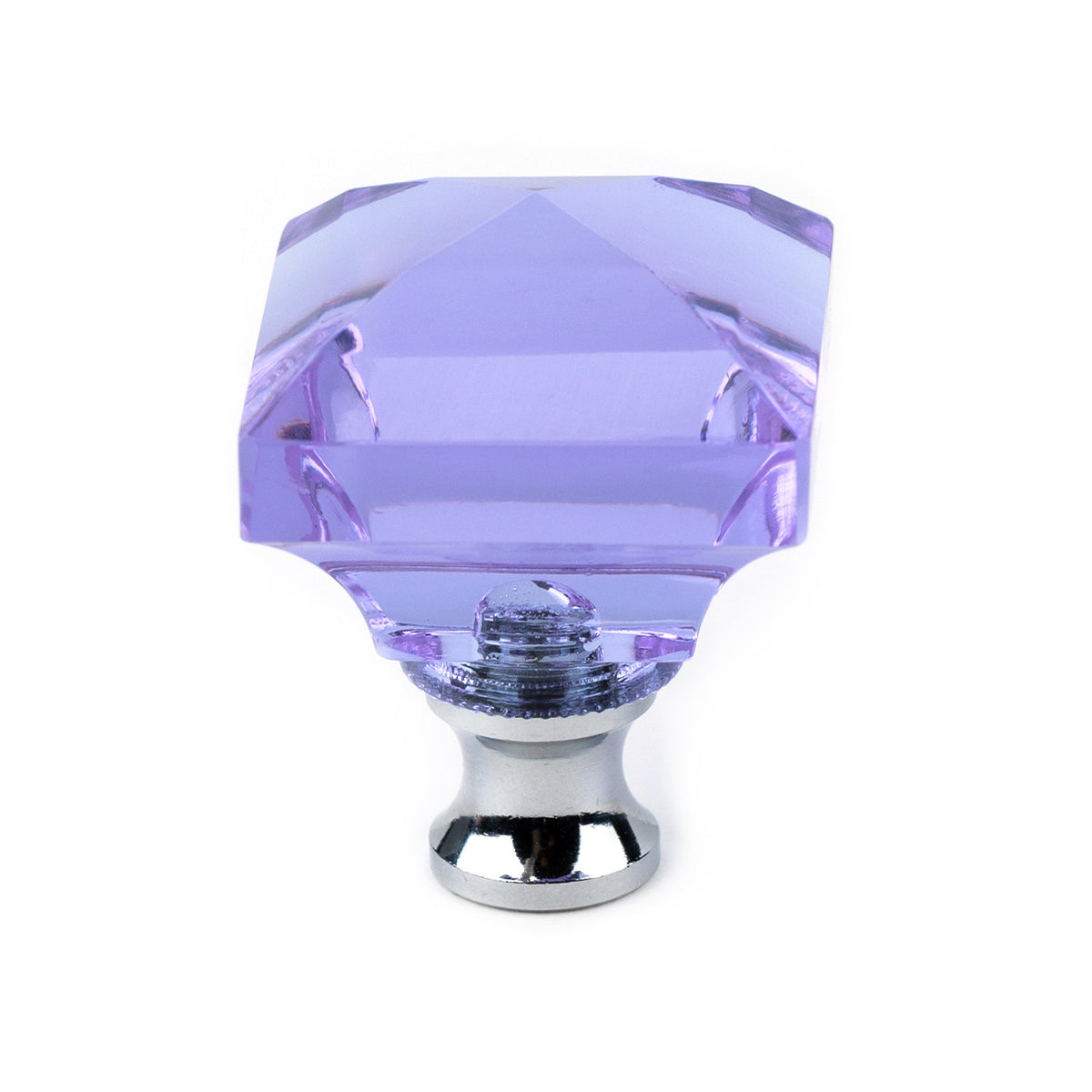 Cal Crystal M995-LAVENDER: 1-1/4" Square Cabinet Knob - Lavender Crystal