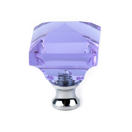 Cal Crystal M995-LAVENDER: 1-1/4" Square Cabinet Knob - Lavender Crystal