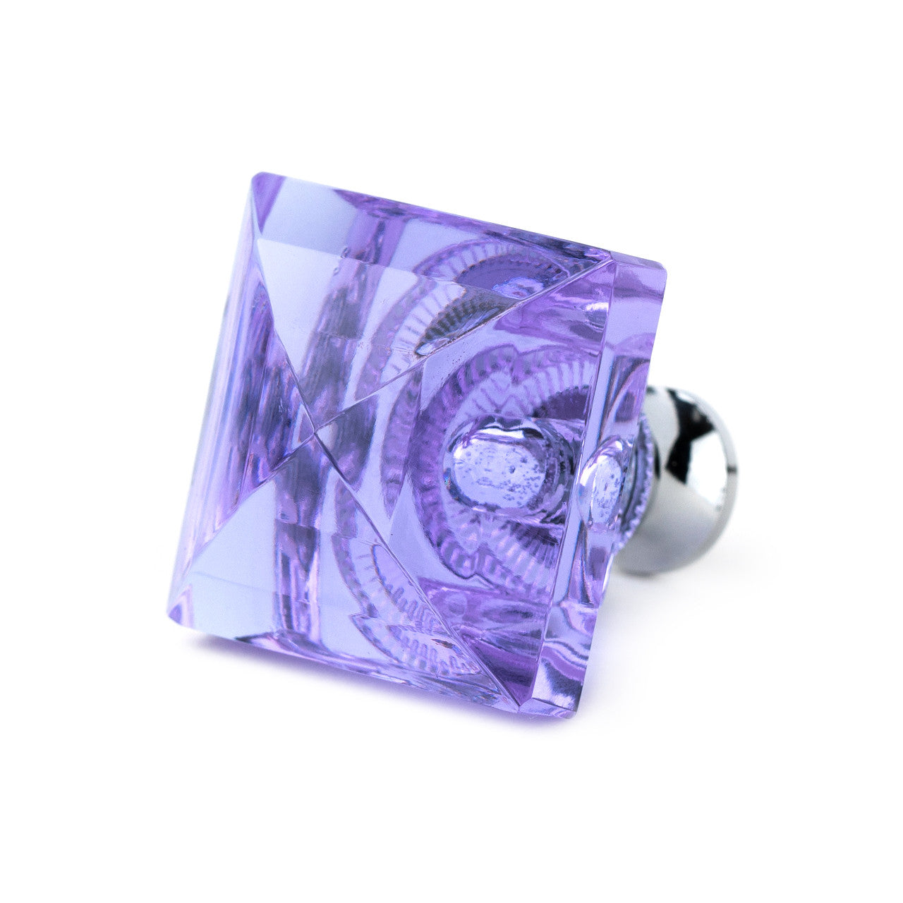 Cal Crystal M995-LAVENDER: 1-1/4" Square Cabinet Knob - Lavender Crystal
