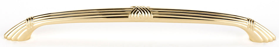Alno D112-AP-PB/NL: 10" cc Ribbon & Reed Appliance Pull - Unlacquered Brass