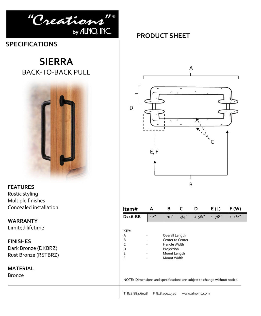 Specificaton Sheet
