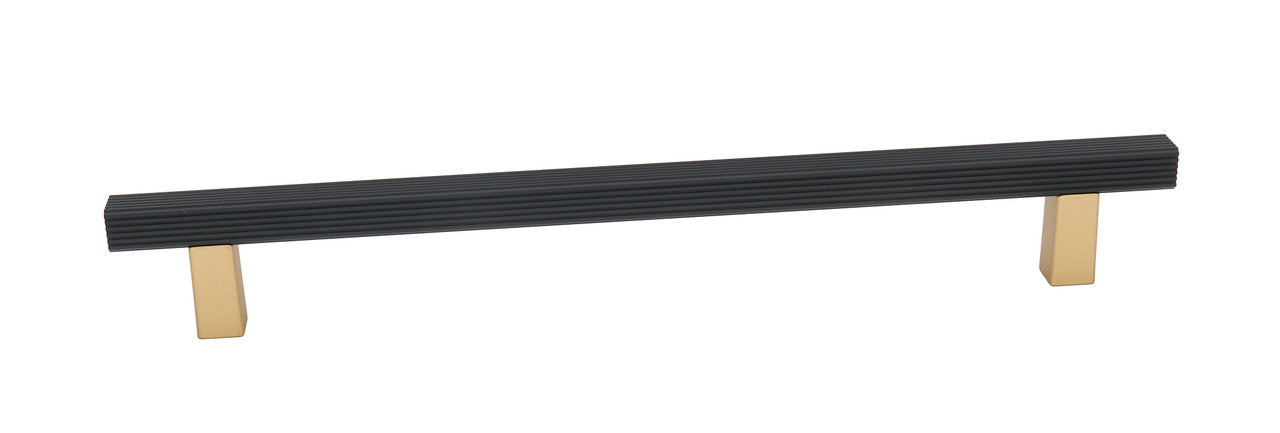 Alno D2905-12-CHP/MB: 12" cc Quadrato Grooved Bar Appliance Pull - Champagne/Matte Black