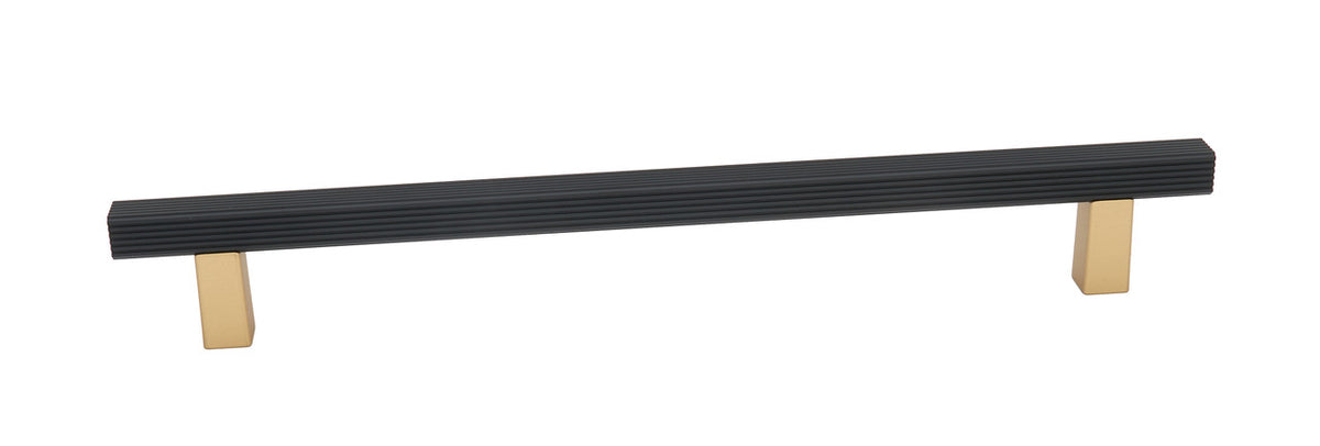 Alno D2905-18-CHP/MB: 18" cc Quadrato Grooved Bar Appliance Pull - Champagne/Matte Black