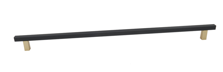 Alno D2905-24-CHP/MB: 24" cc  Quadrato Grooved Bar Appliance Pull - Champagne/Matte Black