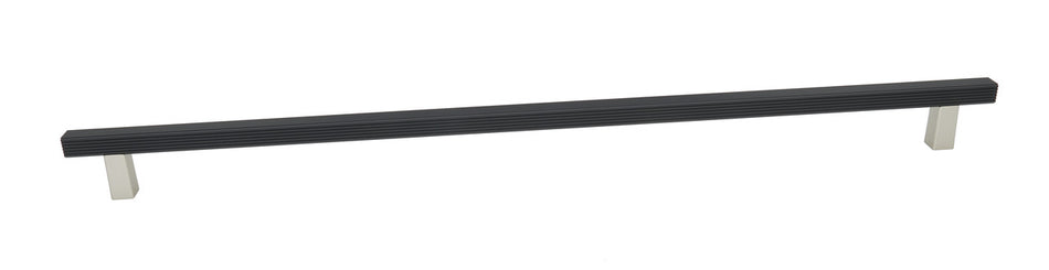 Alno D2905-24-MN/MB: 24" cc  Quadrato Grooved Bar Appliance Pull - Matte Nickel/Matte Black