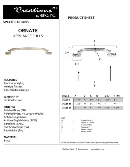 Specificaton Sheet