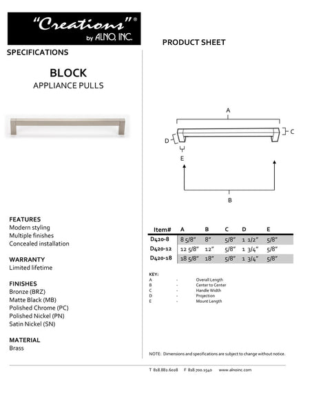 Specificaton Sheet