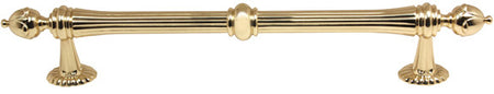 Alno D6929-8-PB/NL: 8" cc Ornate Traditional Appliance Pull - Unlacquered Brass