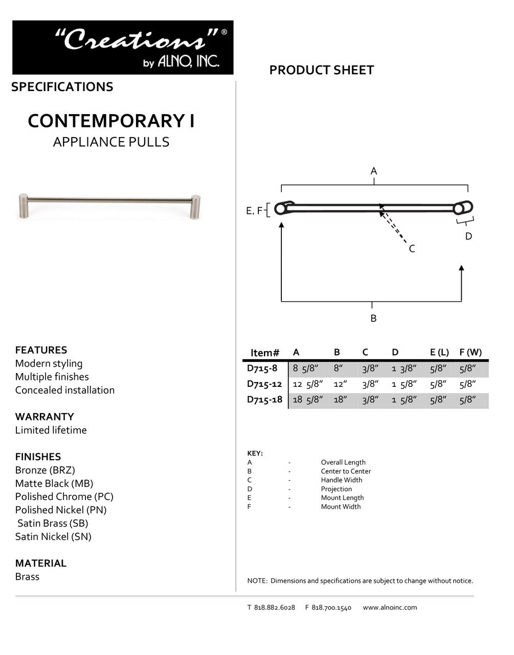 Specificaton Sheet