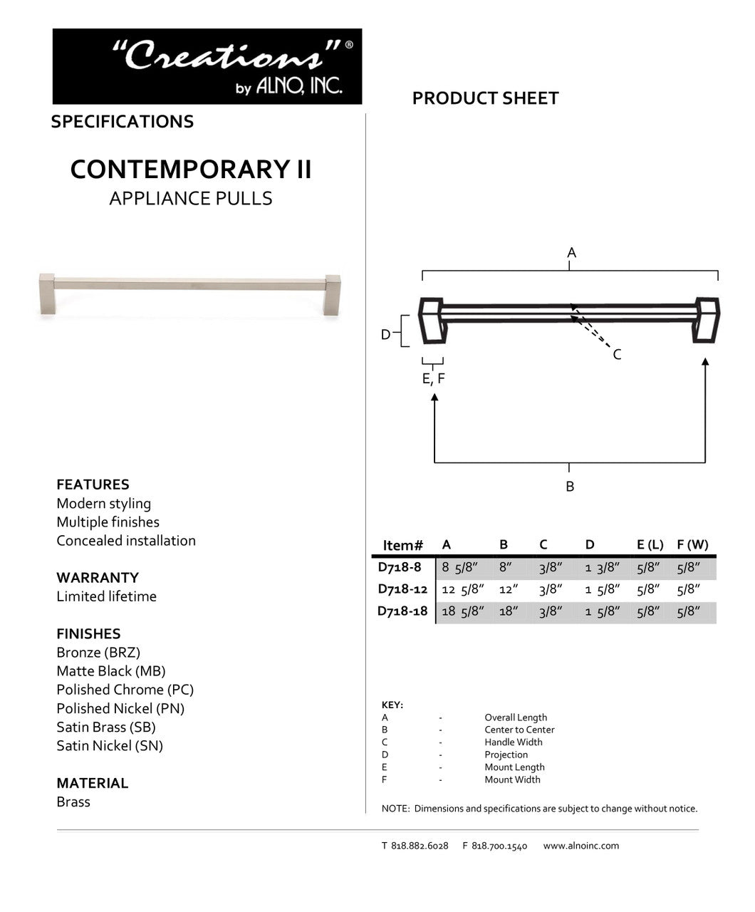 Specificaton Sheet