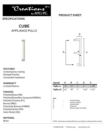 Specificaton Sheet
