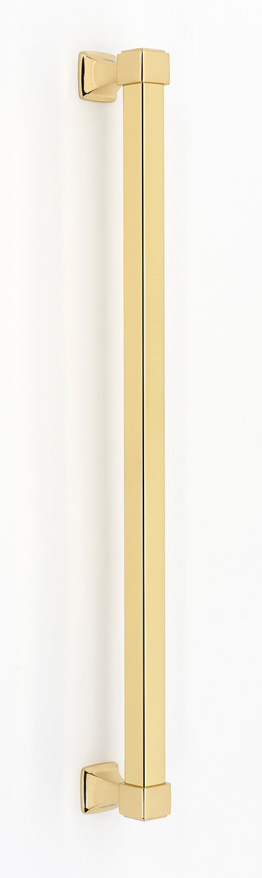 Alno D985-18-PB/NL: 18" cc Cube Appliance Pull - Unlacquered Brass