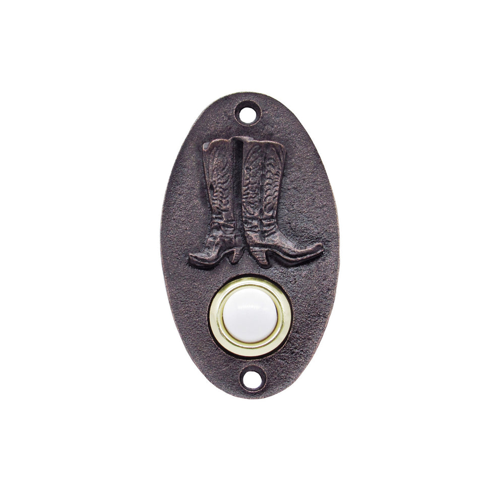 Buck Snort DB00003-6300: 3-1/4" Oval Cowboy Boots Door Bell - Oil Rubbed Bronze