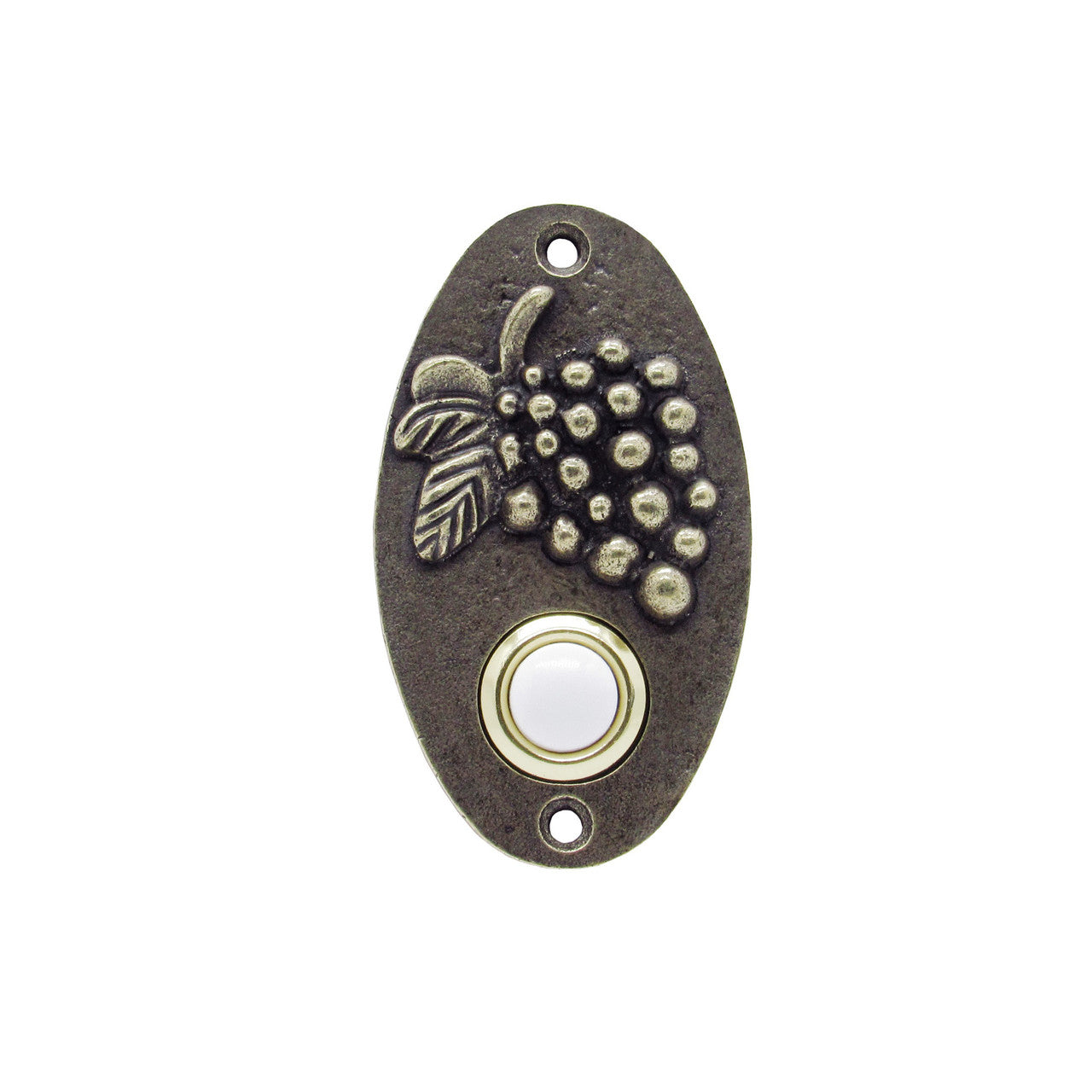 Buck Snort DB00004-1200: 3-3/8" Oval Grapes Door Bell - Oxidized Brass
