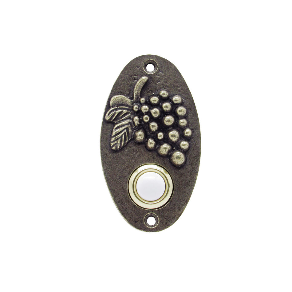 Buck Snort DB00004-1200: 3-3/8" Oval Grapes Door Bell - Oxidized Brass