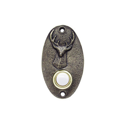 Buck Snort DB00006-1200: 3-1/4" Oval Deer Door Bell - Oxidized Brass