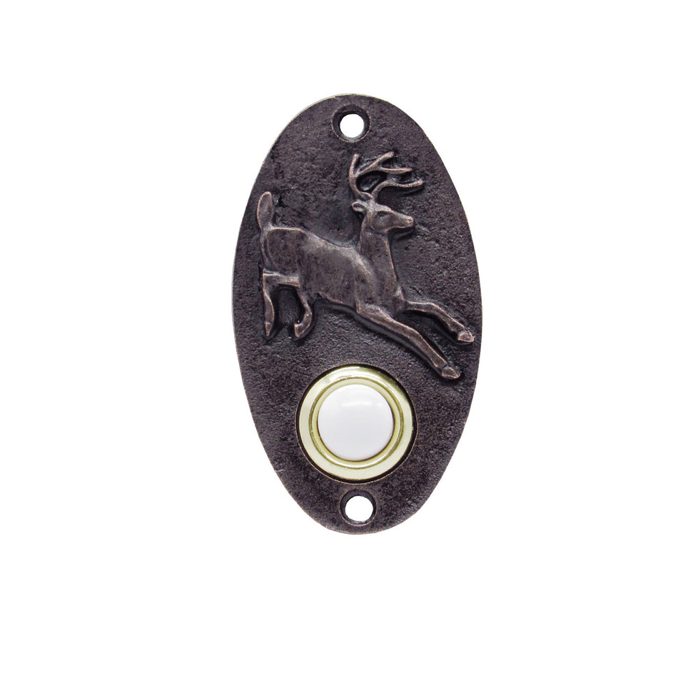 Buck Snort DB00007-6300: 3-1/4" Oval Running Whitetail Door Bell - Oil Rubbed Bronze