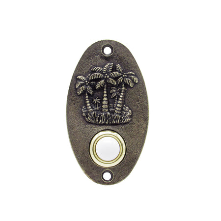 Buck Snort DB00011-1200: 3-1/4" Oval Palm Trees Door Bell - Oxidized Brass