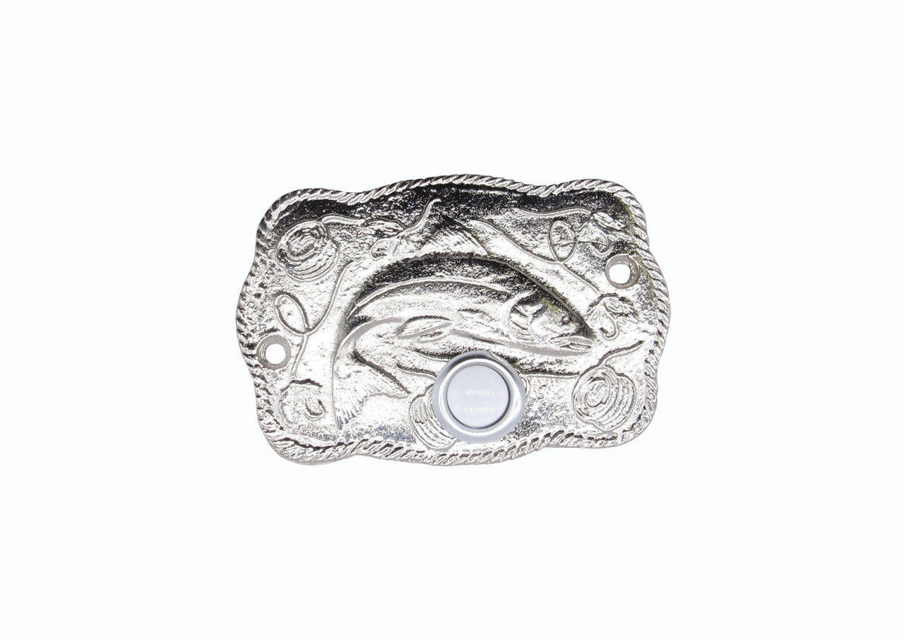 Buck Snort DB00914-0100: 4" Trout Scene Door Bell - Nickel