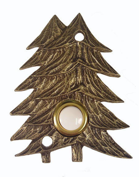 Buck Snort DB00920-1200: 4-7/8" Twin Pines Door Bell - Oxidized Brass