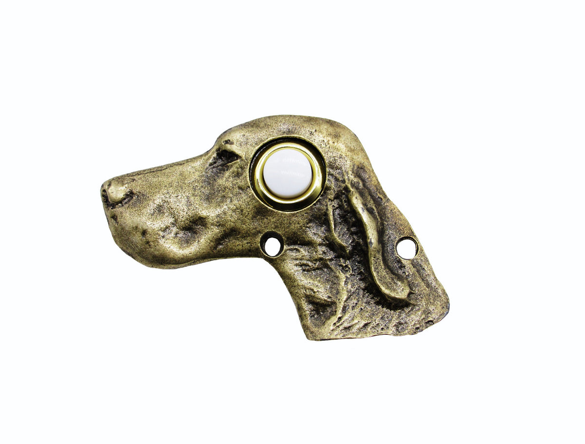 Buck Snort DB00924-1200: 3-5/8" Dog Head Door Bell - Oxidized Brass