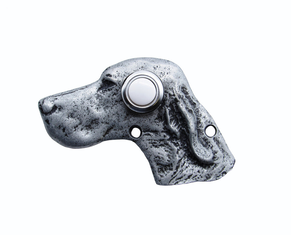Buck Snort DB00924-5100: 3-5/8" Dog Head Door Bell - Oxidized Pewter