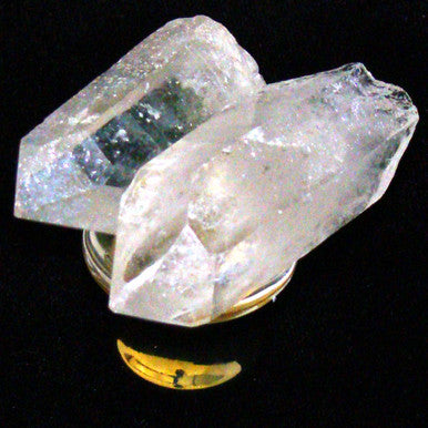 Myterra DCQP.03: Double Quartz Point Cabinet Knob - Polished Brass