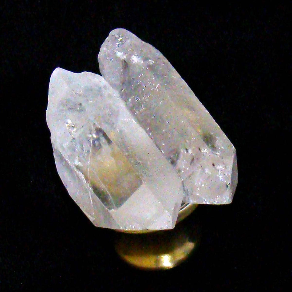 Myterra DCQP.04: Double Quartz Point Cabinet Knob - Satin Brass