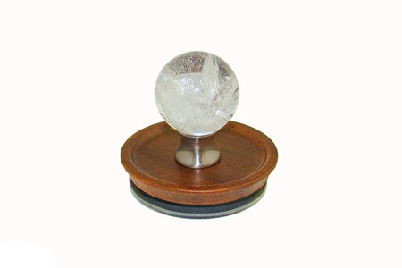 Gemstone CRQZ-L-15: Acacia Wooden Lid with Crystal Quartz Handle
