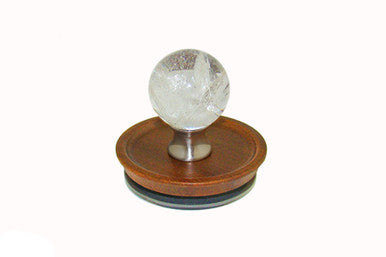 Gemstone CRQZ-L-15: Acacia Wooden Lid with Crystal Quartz Handle