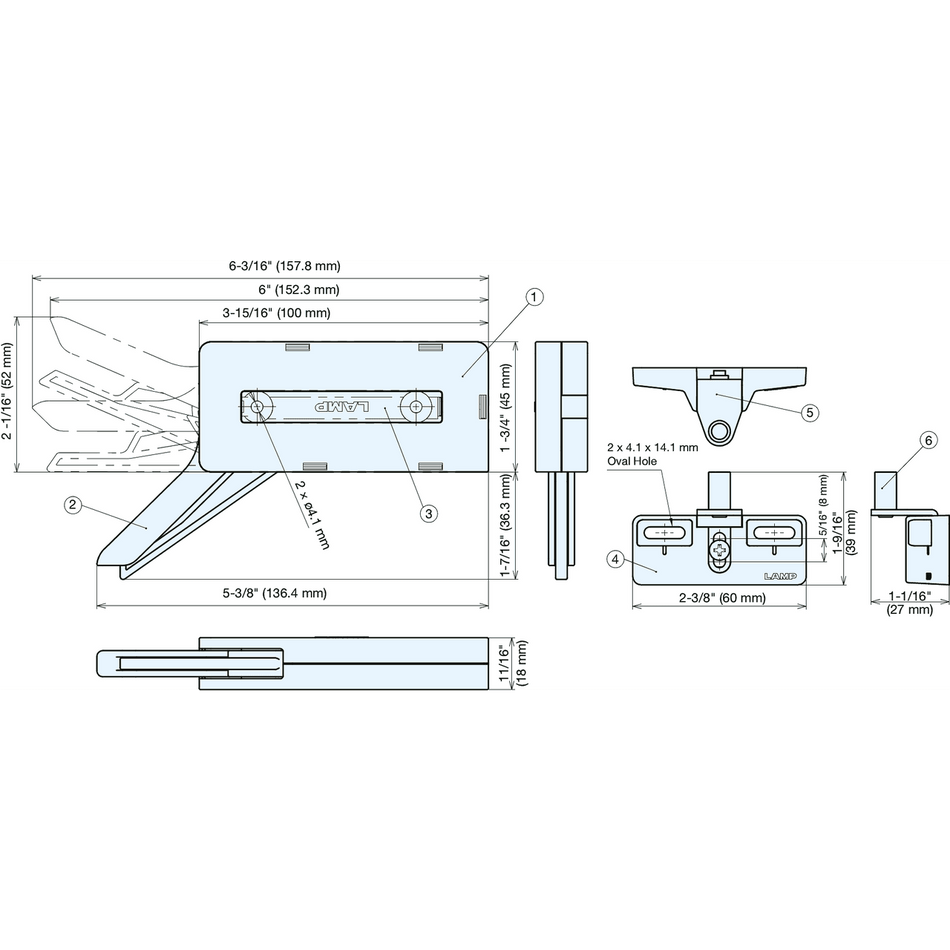Sugatsune DC-200-40BL: Damper Catch for Cabinet Door - Black