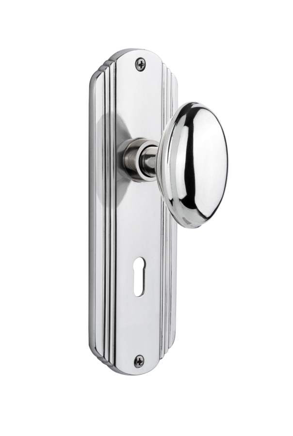 Nostalgic 704906: Mortise Deco-Plate with Homestead Knob - Bright Chrome