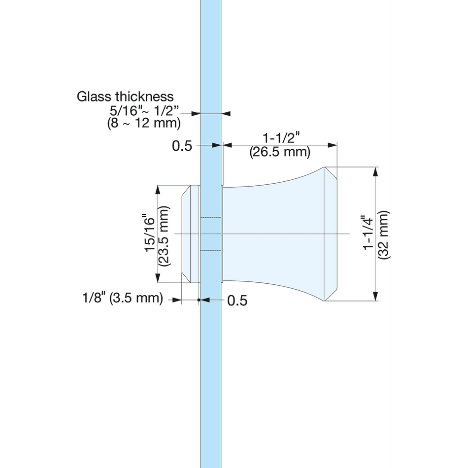Sugatsune DG-BT2-30-SC: 30mm Back-to-Back Knobs for Glass Doors - Satin Chrome