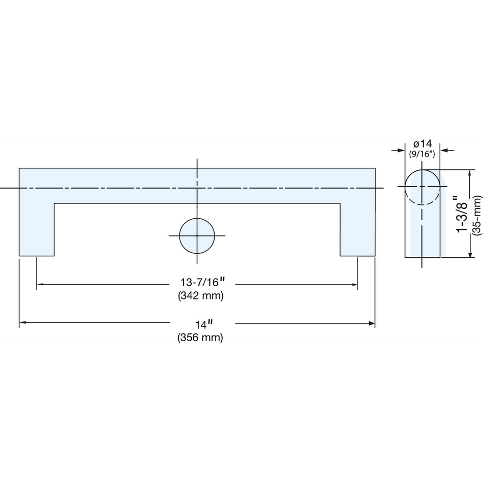 Sugatsune DIH-342: 342mm cc Round Bar Cabinet Pull - Satin Stainless Steel