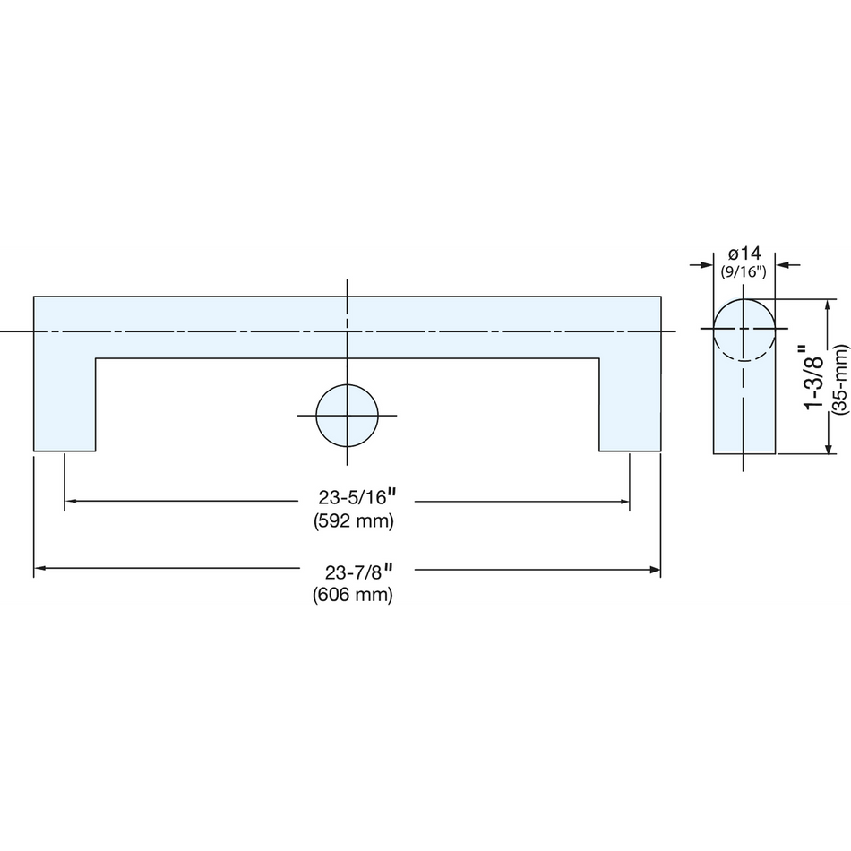 Sugatsune DIH-592: 592mm cc Round Bar Cabinet Pull - Satin Stainless Steel