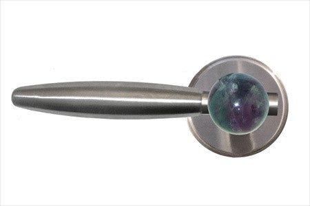 Myterra DL.R.35.FLRB.15.PR: Rainbow Fluorite Privacy Door Lever Set (right) - Satin Nickel