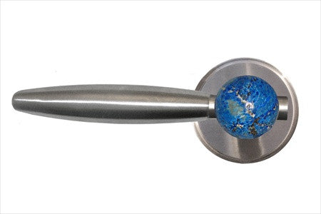 Myterra DL.R.35.LAPS.15.PR: Lapis Lazuli Privacy Door Lever Set (right) - Satin Nickel
