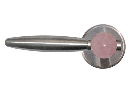 Myterra DL.R.35.RSQZ.15.PR: Rose Quartz Privacy Door Lever Set (right) - Satin Nickel