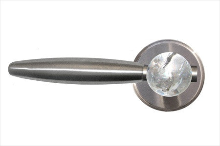 Myterra DL.R.35.CRQZ.15.PR: Crystal Quartz Privacy Door Lever Set (right) - Satin Nickel
