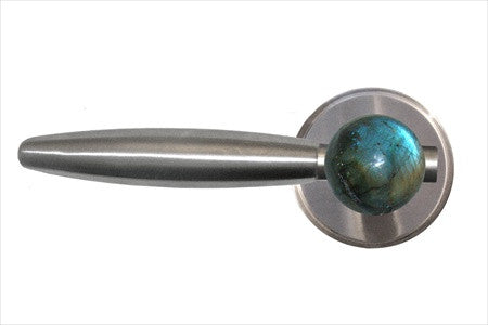 Myterra DL.L.35.LABR.15.PR: Labradorite Privacy Door Lever Set (left) - Satin Nickel