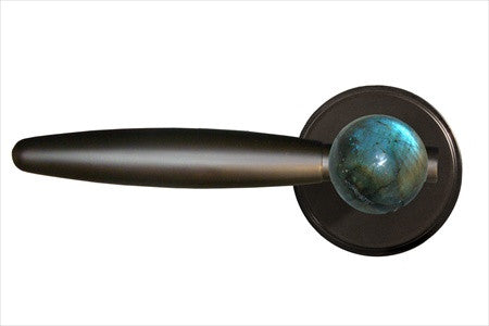 Myterra DL.L.35.LABR.19.PR: Labradorite Privacy Door Lever Set (left) - Matte Black
