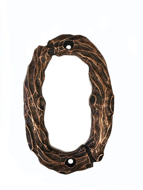 Buck Snort DM10000-2800: 4-1/4" Log House Number Zero - Oxidized Copper