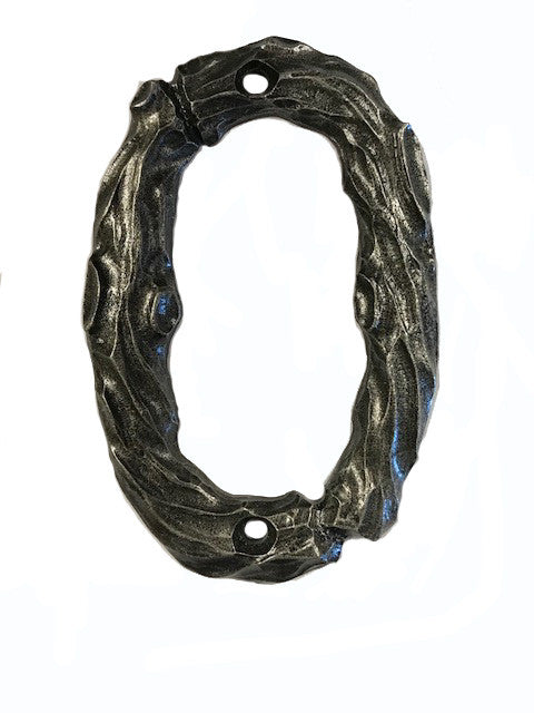 Buck Snort DM10000-5100: 4-1/4" Log House Number Zero - Oxidized Pewter