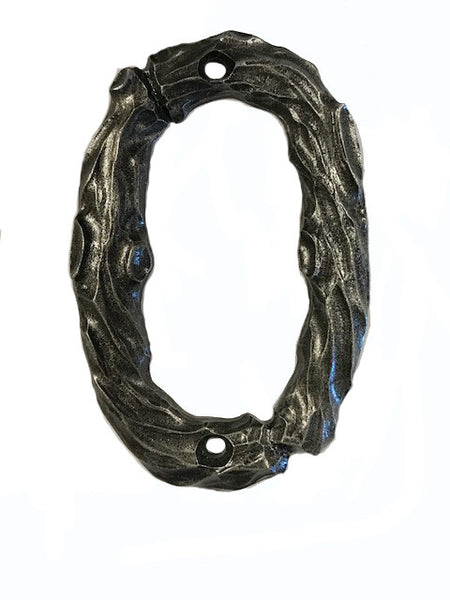 Buck Snort DM10000-5100: 4-1/4" Log House Number Zero - Oxidized Pewter