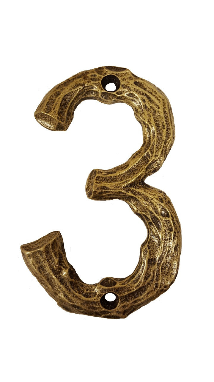 Buck Snort DM10003-1200: 4-1/4" Log House Number Three - Oxidized Brass
