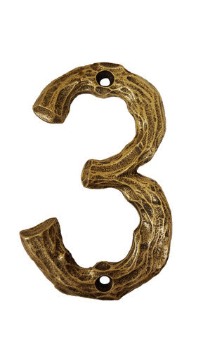 Buck Snort DM10003-1200: 4-1/4" Log House Number Three - Oxidized Brass