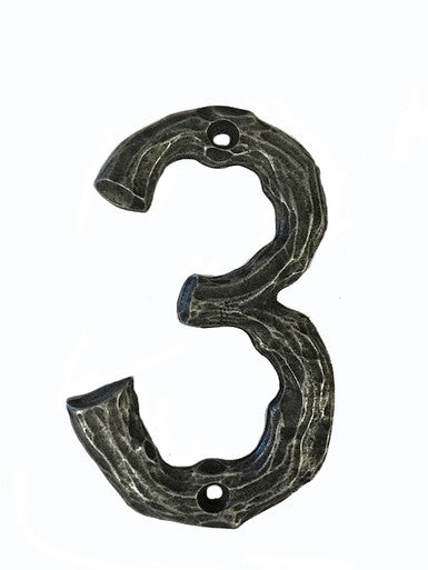 Buck Snort DM10003-5100: 4-1/4" Log House Number Three - Oxidized Pewter